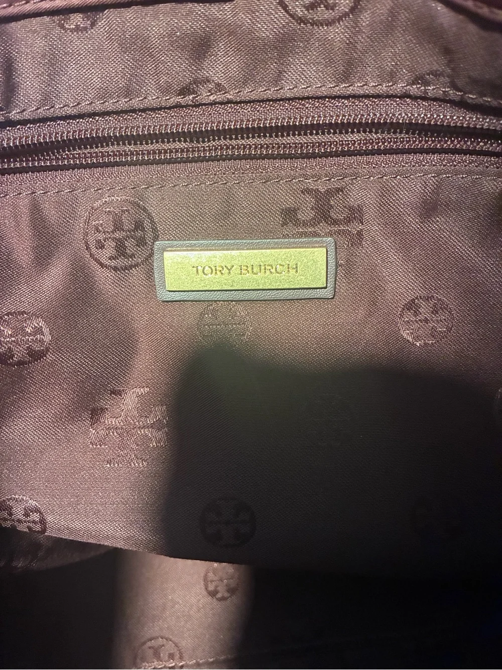 Tory Burch Burgundy Nylon and Leather Logo Tote